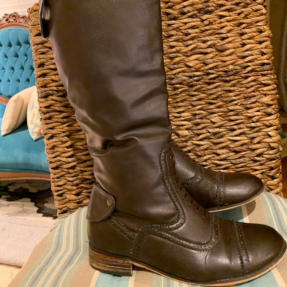 Jacobies Brown faux leather riding boots - Picture 3 of 7
